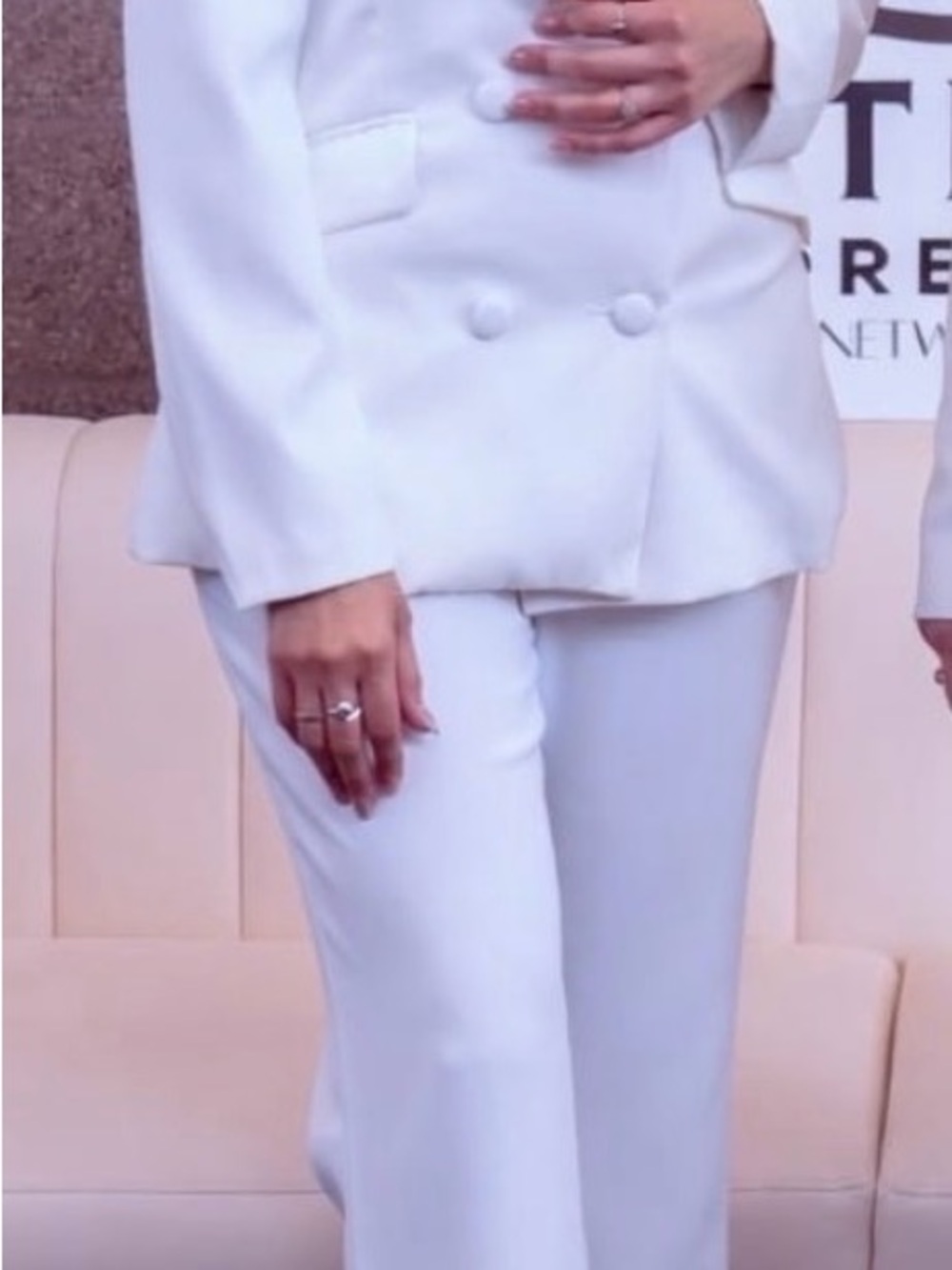 Fashion Nova White Wide-Leg Tailored Trousers